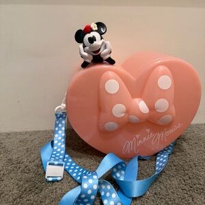 Popcorn Bucket Vintage Style Minnie Figure Heart Shaped Pink Tokyo Disney Japan